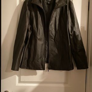 Brown Leather Look Blazer Style Jacket